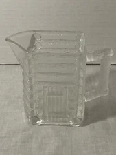 Antique Log Cabin syrup pitcher / creamer Early American Pressed Glass