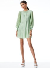 Alice and Olivia Antonette Crew Neck Mini Dress, Seafoam - Retail $465
