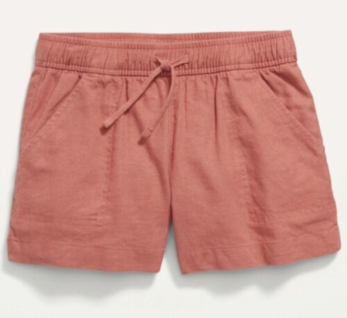 Old Navy Kid Girls Size Large (10-12) Linen-Blend Pull-On Shorts .. Sugar Poppy