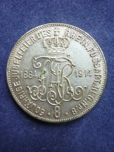 Medaille 50 Jährige Jubelfeier de Rhein. Fuss. Art. Reg. Nr. 8