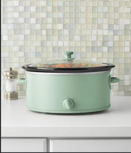 Mainstays 6 Quart Oval Slow Cooker, Green Sage Color, Glass Lid,11.02 lb