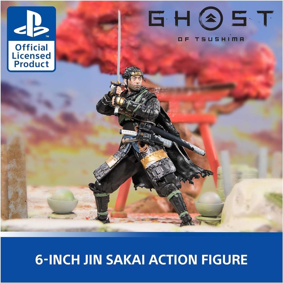 Ghost of Tsushima 6” Jin Sakai Samurai Action Figure and 2