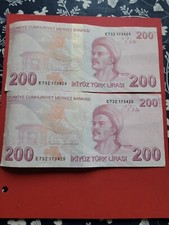 bankntes Turkey 200 Lira  consecutive  Banknotes 2x1