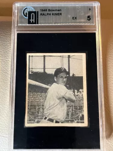 RALPH KINER # 3 1948 BOWMAN BASEBALL "ROOKIE" GLOBAL EX5