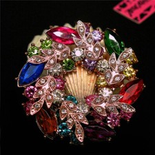 New Colorful Rhinestone Flower Gorgeous Crystal Fashion Women Charm Brooch Pin
