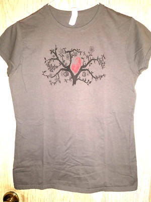 GILDEN ~ ABSOLUT CHERRYKRAN ~ Tree Logo ~ Promo  Cotton T Shirt~ Gray ~ Ladies L