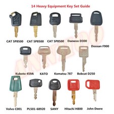 14pc Heavy Equipment Key Set Construction Keys For CAT Volvo deere kubota NEW