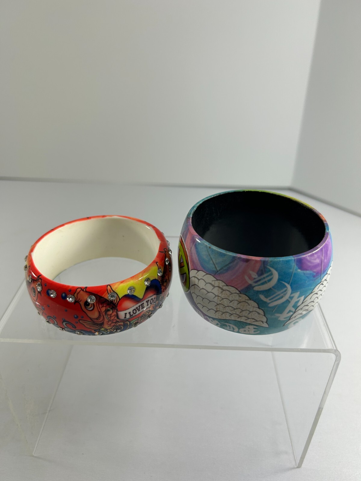 Funky Chunky Wide Bangles Bracelets Multicolor Pe… - image 2