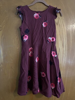 GAP Girls XL 12 Burgundy Lined Dress With Flowers Knee Length Ruffle Cap Sleeve | eBay GAP Girls XL 12 Burgundy Lined Dress With Flowers Knee Length Ruffle Cap Sleeve | eBay