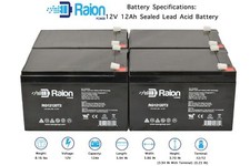 Raion Power 12V 12Ah Battery For Currie 650/E650 - 4PK