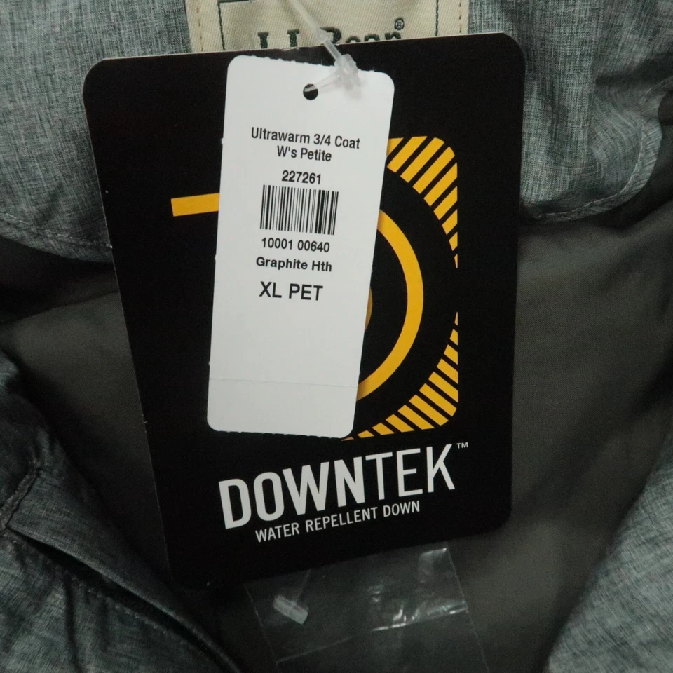 LL Bean Jacket Womens Extra Large Gray Ultrawarm 3/4 Coat Downtek Repellent NWT - Image 4 of 4