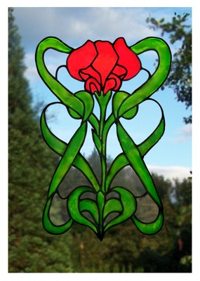 One Trailing Rose Stained Glass Effect Window Decor Cling