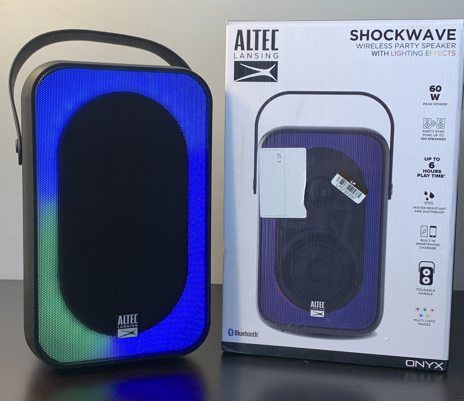 Altec Lansing Shockwave Bluetooth Wireless Party Speaker With Lighting Effects