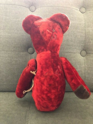 Unique Ancien Rouge Foncé Nounours Ours. Verre Yeux - Photo 6/8