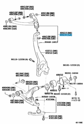 TOYOTA LEXUS LS430 02-06 Genuine Front Suspension Upper Arm LH
