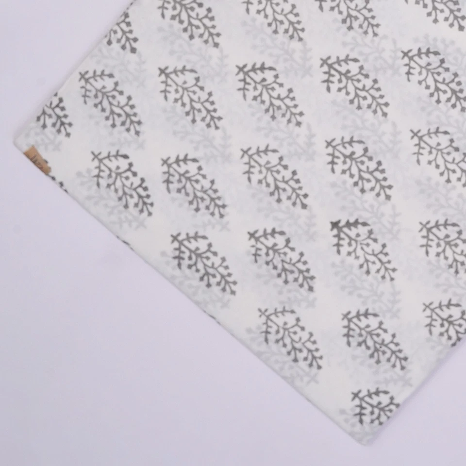 5 Yards Hand Block Print Fabric voile Cotton Indian Gray Sanganeri Print Fabric - Image 4 of 4