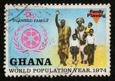 Ghana 1974 Sc#540 - 5p World Population Year Family & Emblem Used XF