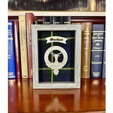 Gordon Framed Scottish Clan Tartan Badge Crest