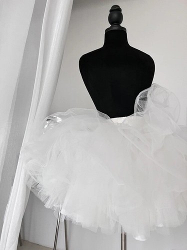 Women Evening Dress Set Smocked Shawl Lace Up Ruffled Puffy Underskirt Lolita - Picture 9 of 15