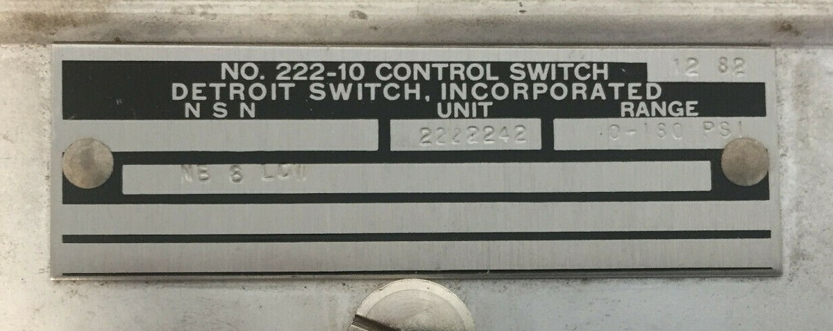 【DETROIT】EP DETROIT SWITCH. 2222242 CONTROL SWITCH RANGE 0 - 180 PSI NO