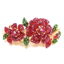 woman barrette crystal rhinestones metal flowers hair claws clips Barrette 