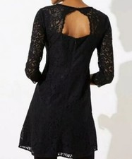Ann Taylor Loft Dress Womens 8 Black Lace Sheath Cut Out Back Romantic Party NWT