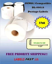8 Rolls Dymo® Compatible EL40 Internet Postage Tag Adhesive Labeling EL60 99019