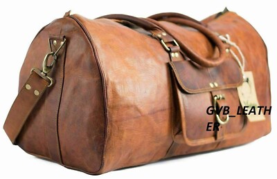Brown Leather Bag Travel Luggage Overnight Duffel Weekender Handmade