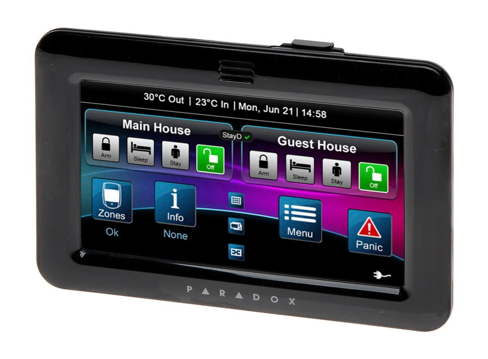 Paradox TM50 Touch Graphic Display Keypad - PIANO BLACK - (FREE Fast Shipping) - Image 3 of 4