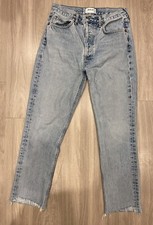  198 Agolde Riley Haven High Rise Straight Crop Jeans Size 27 Button Fly Flaw 