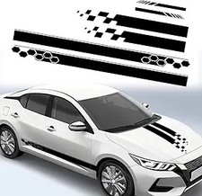 Car Body Sports Racing Stripe Graphic Decal Stickers for Hood Side 002 Black