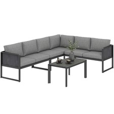 Outsunny 6-Sitzer-Ecksofa-Garnitur aus Metall, dunkelgrau