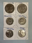 Lot of 6 US Coins Eisenhower Dollars & Kennedy Half Dollars 1971–1980