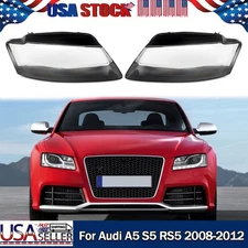 2pcs Front Headlight Lamp Lens Cover Shell For Audi A5 S5 RS5 2008-12 Left+Right