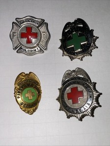 Vintage Lot Of 4 Rescue/Ambulance/First Aid Squad Badges