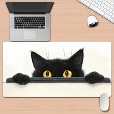 40 90cm Cute Black Cat XXL Gaming Mouse Pad - HD Printed Desk Mat, Washable  No