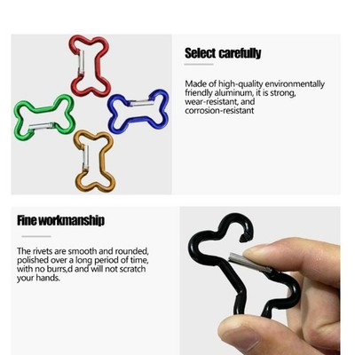 9Pcs Bone Shape Spring Snap Clip Aluminum Keyring Buckle Hook Connectors