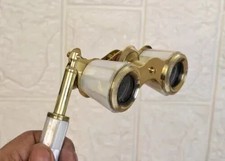 Vintage Brass Opera Glasses Mother of Pearl  Handle Brass Fittings France