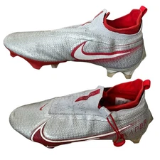 Nike Vapor Edge Elite 360 Flyknit Cleats Mens 9.5 Silver Red AO8276-008 Football