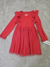 New Cat and Jack 3t long sleeve red dress with ruffles and tulle