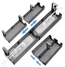 Under Desk Cable Management Tray Metal Under Desk Cord Organizer, Black