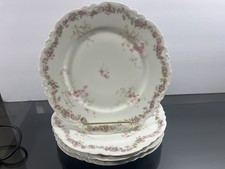 Set of 4 Antique Haviland 251 Limoges Pink Rose Vines 8 1/2