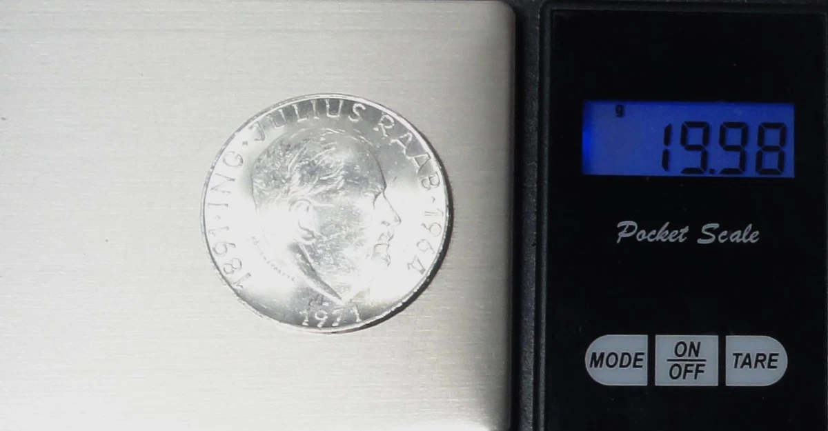Österreich 50 Schilling  SILBER Münze 1971: ING JULIUS RAAB fast st/unz- Kapsel