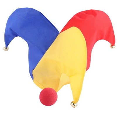 Mardi Gras Jester Hat Foam Clown Nose 2Pcs Set Jester Costume Accessories Gift