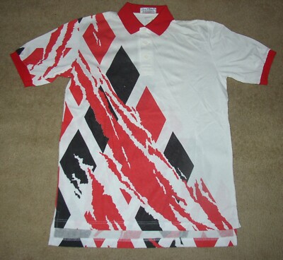 NOS VTG Sea Palms Hartwell Polo Mens MED Red White Shirt Retro Tennis USA