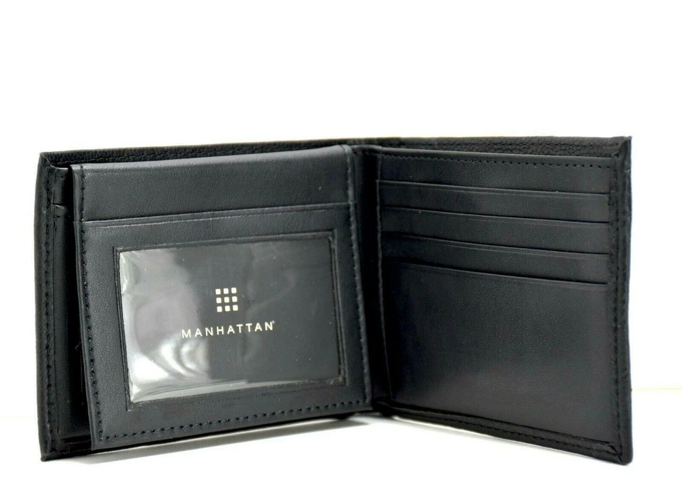 Perry Ellis Manhattan Mens Faux Leather Bifold ID Card Wallet Black - Image 2 of 4