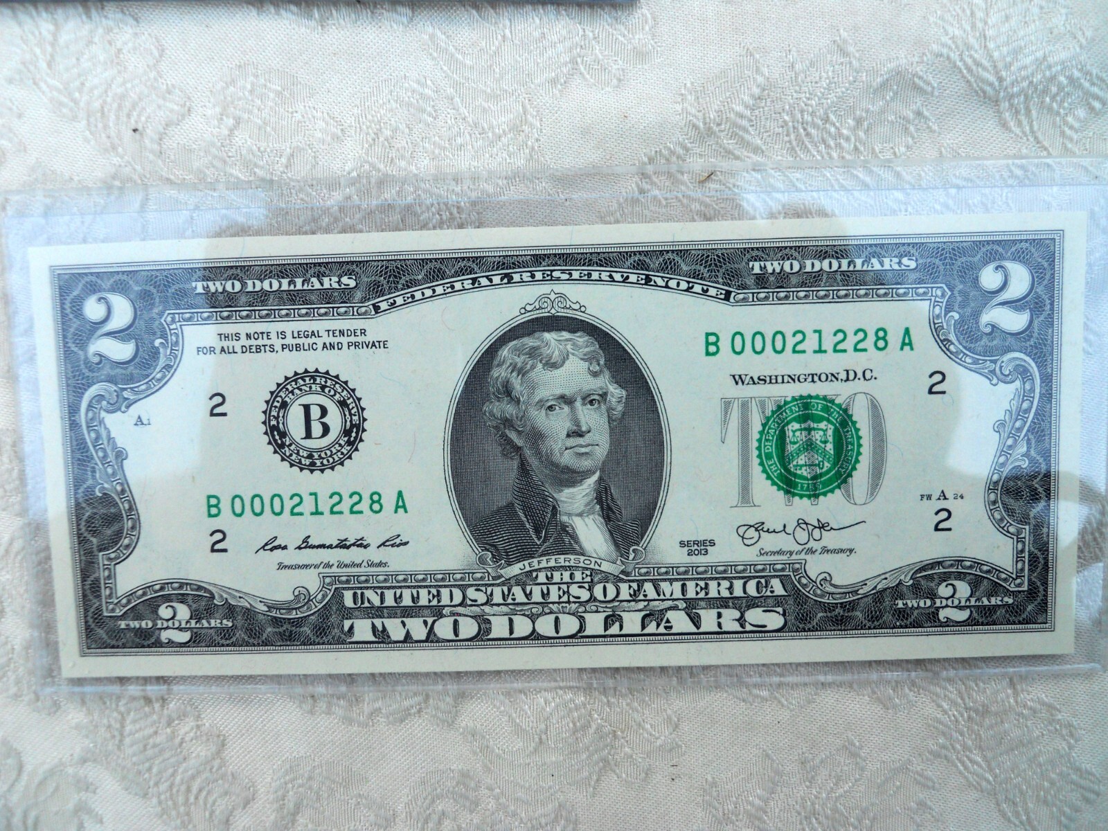 2 DOLLAR BILL SERIAL 21228 CATONSVILLE / WESTGATE MARYLAND Zip
