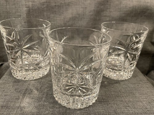 Godinger Palm Double Old Fashioned Glasses Set Of 3 EUC