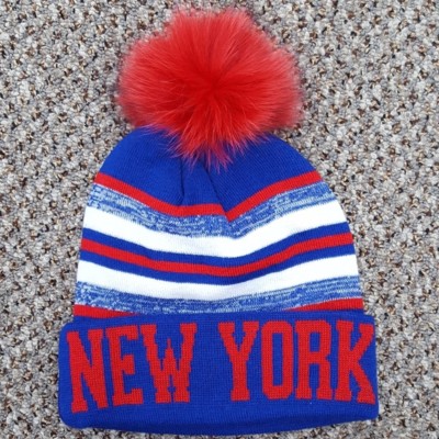 Football Team Knit Hat with Fox Fur Pom | eBay display picture 1