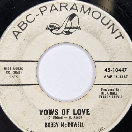 1963 Bobby McDowell Funk Soul Promo 45 RPM Vows Of Love / Running Away Z7